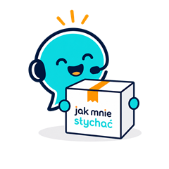 Maskotka jakmnieslychac.pl z dostarczoną paczką zestawu Tour Guide